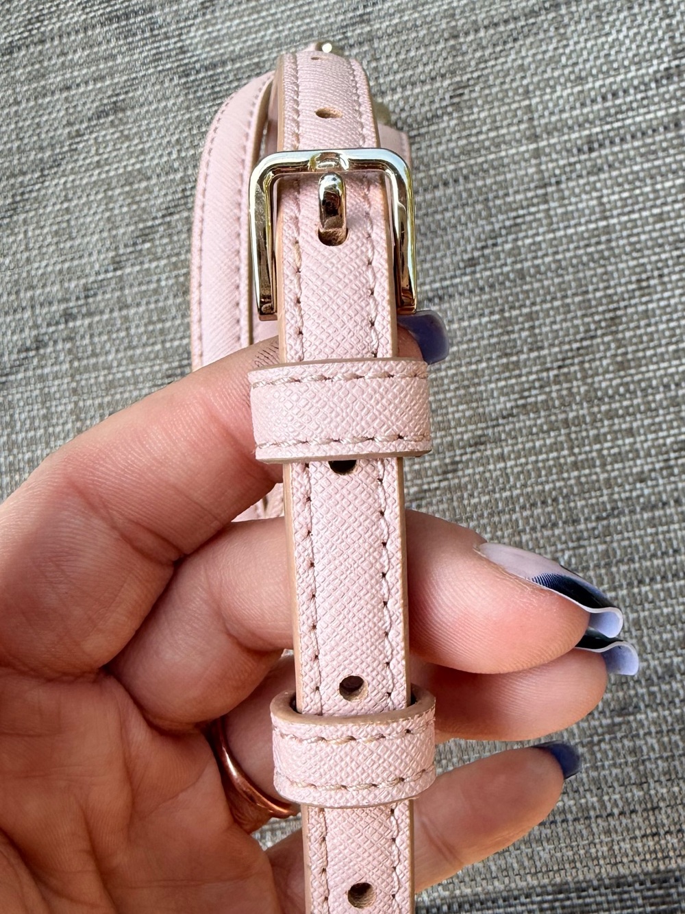 Pink Leather Crossbody Strap with Gold Hardware - Picture 5 of 5